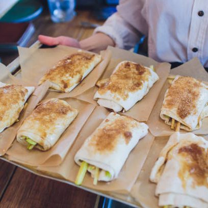 shaurma doner baked in an electric oven, concept restaurant fast food