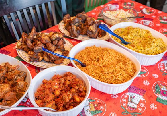 Nigerian food served at christmas lunch