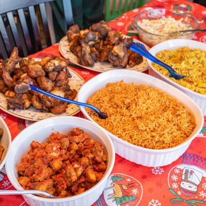 Nigerian food served at christmas lunch
